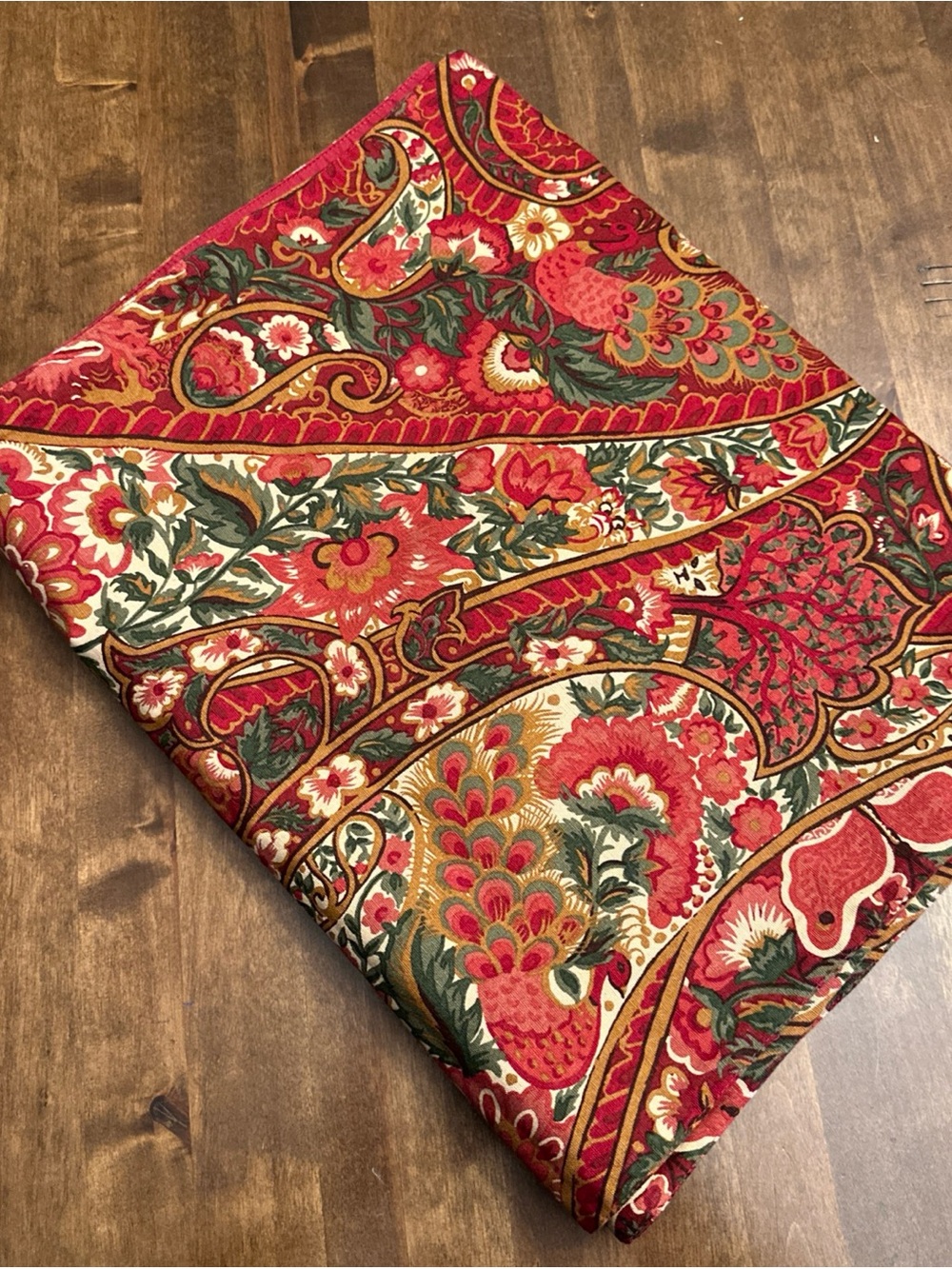Pottery Barn Paisley Table Runner 108 x 18 inches Cotton Linen Blend Cat Peacock